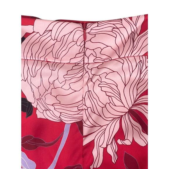 Eloquii Red Floral Print Midi Skirt Size 18 Faux Wrap Romantic Feminine - Picture 8 of 12